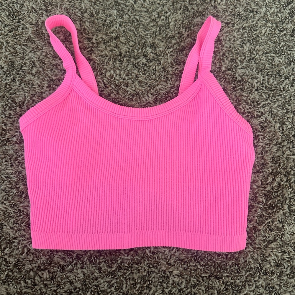 Vibrant Pink Ribbed Sleeveless Crop Top